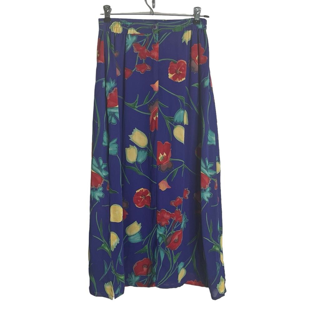 Bentley Arbuckle Vintage MIDI Skirt Size 4 Purple Floral Tulips Romantic USA - Picture 5 of 10